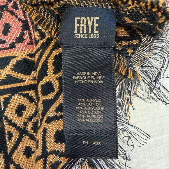 Frye Tribal Aztec Knit Fringe Scarf Shawl 70x23 Boho Geometric Southwestern - Picture 5 of 6